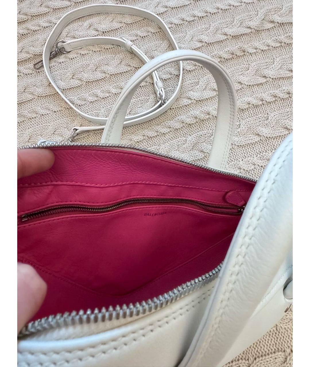 BALENCIAGA Белая кожаная сумка через плечо, фото 3