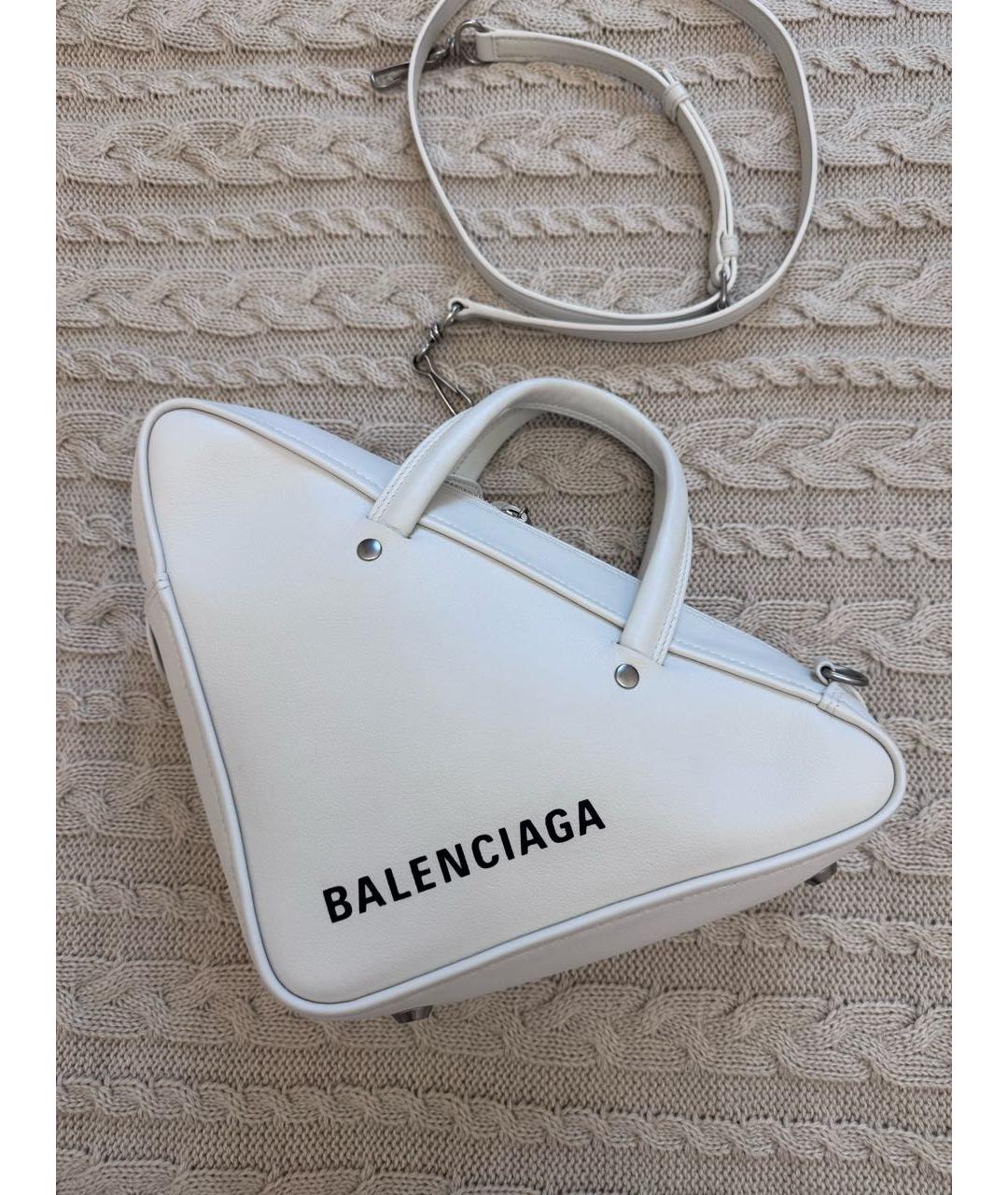 BALENCIAGA Белая кожаная сумка через плечо, фото 5