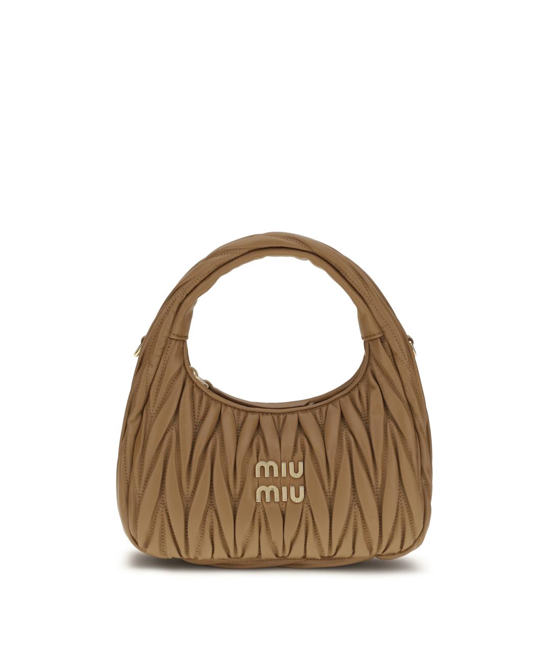 MIU MIU Коричневая кожаная сумка с короткими ручками, фото 1
