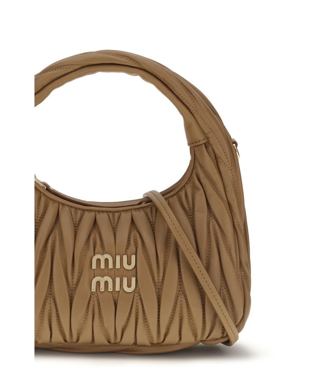 MIU MIU Коричневая кожаная сумка с короткими ручками, фото 4