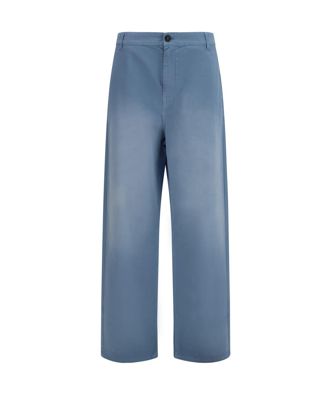 MIU MIU Голубые хлопковые прямые брюки, фото 1