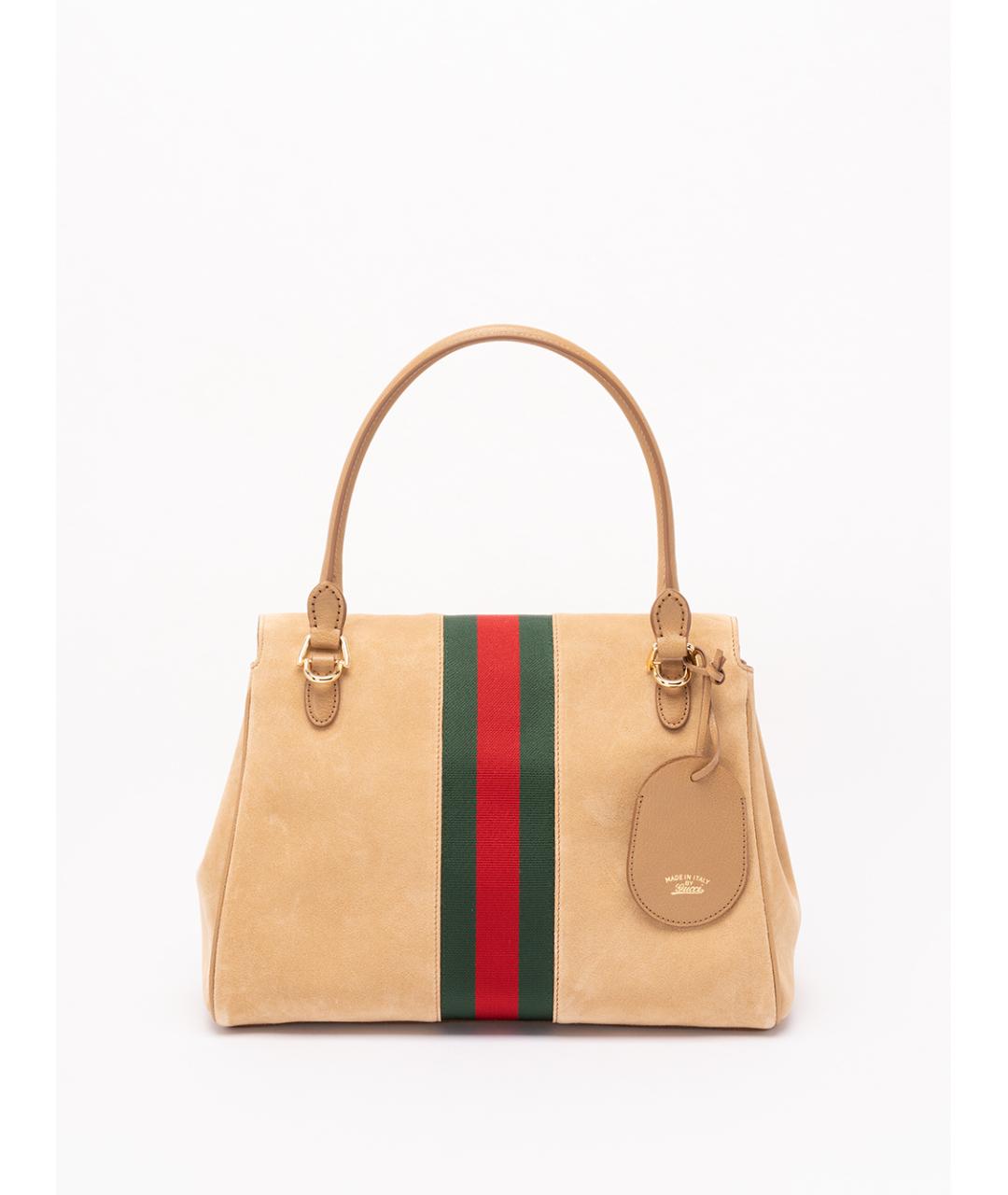 GUCCI Бежевая замшевая сумка через плечо, фото 2