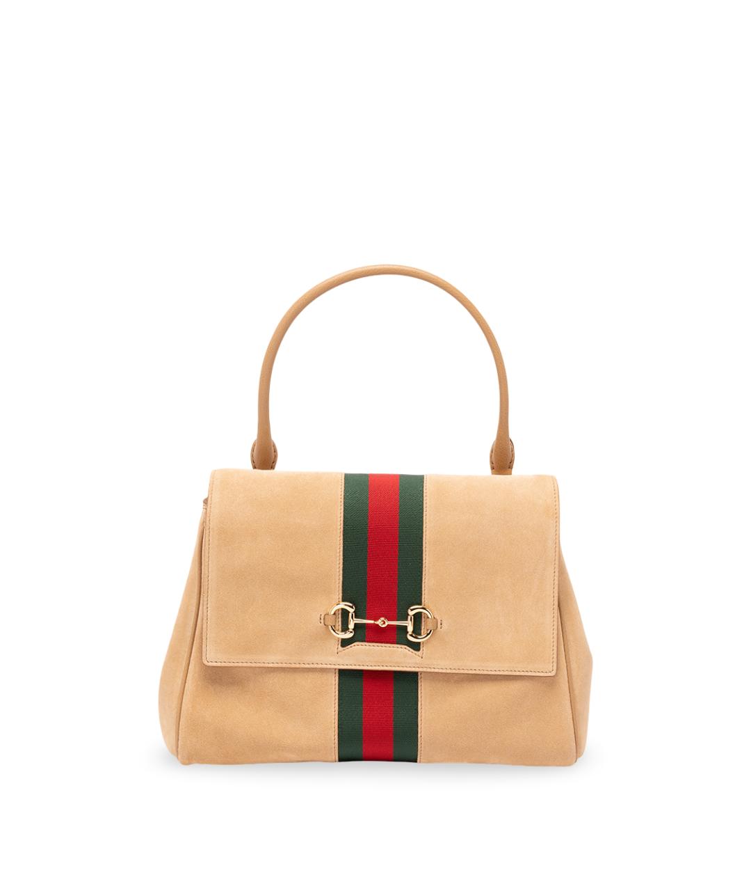 GUCCI Бежевая замшевая сумка через плечо, фото 1