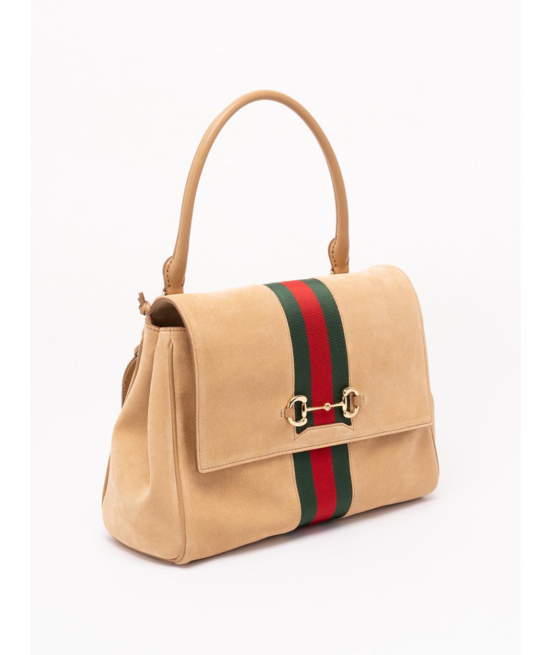 GUCCI Бежевая замшевая сумка через плечо, фото 3