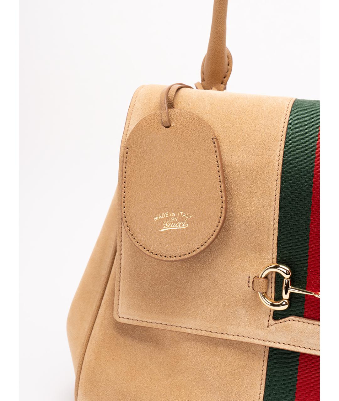 GUCCI Бежевая замшевая сумка через плечо, фото 4