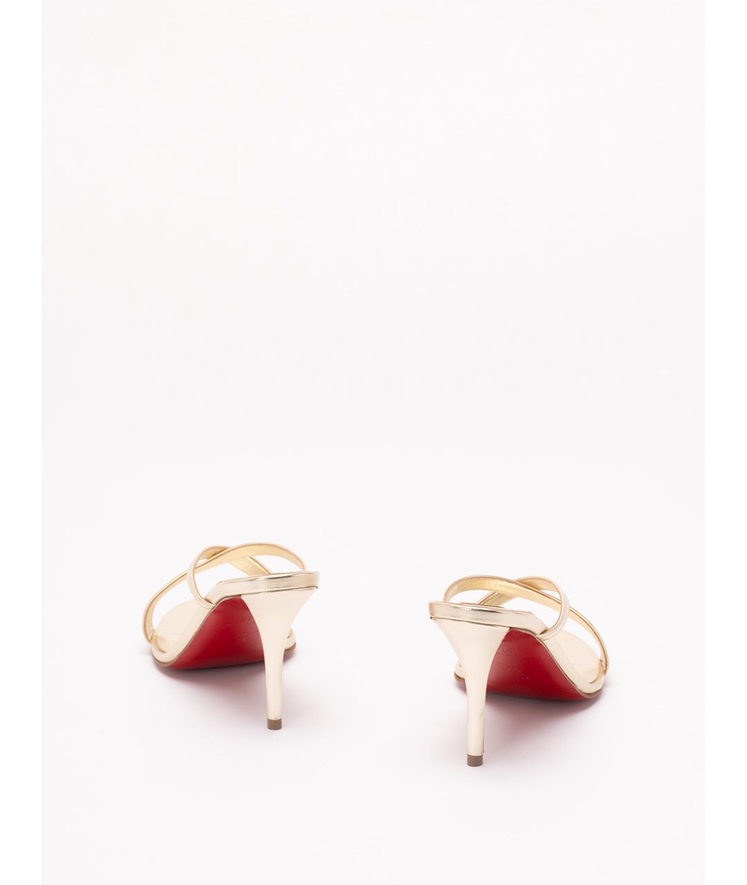 CHRISTIAN LOUBOUTIN Золотые кожаные мюли, фото 3