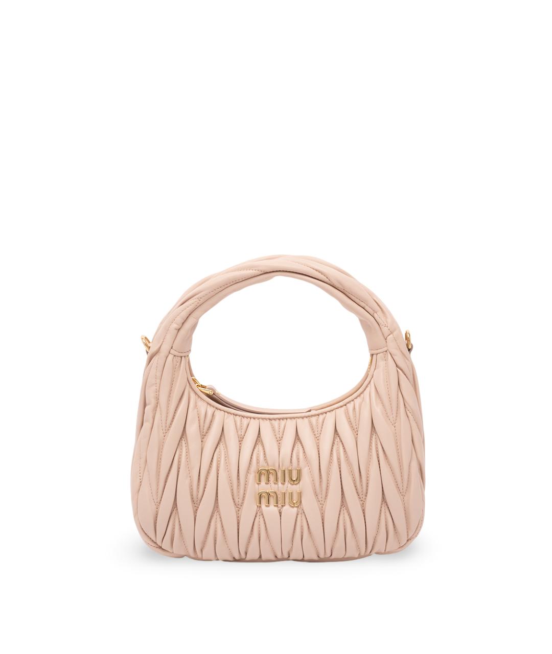 MIU MIU Розовая кожаная сумка с короткими ручками, фото 1