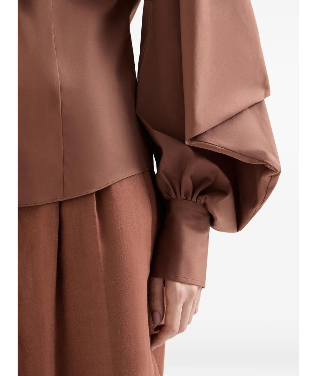 BRUNELLO CUCINELLI Коричневая хлопковая рубашка, фото 6