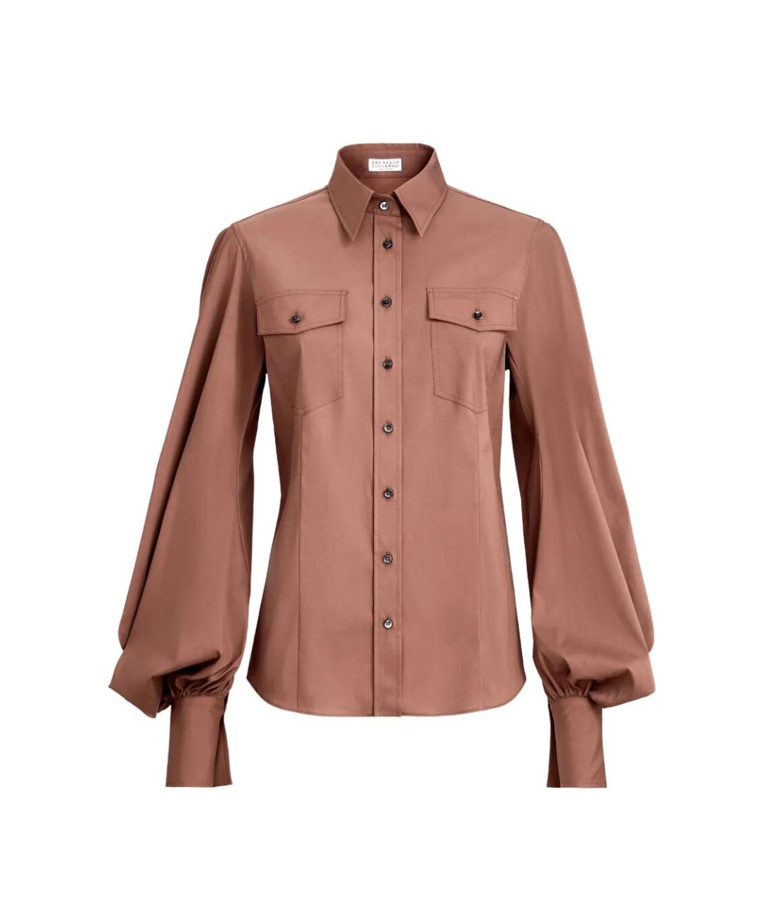 BRUNELLO CUCINELLI Коричневая хлопковая рубашка, фото 1