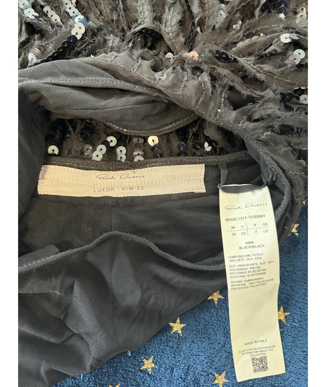 RICK OWENS Черная шелковая юбка мини, фото 3
