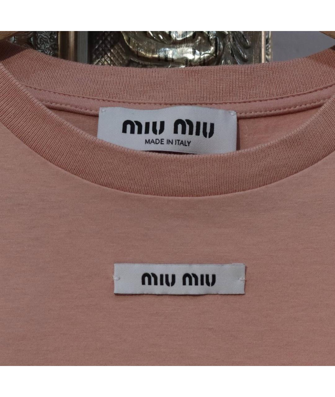 MIU MIU Розовая хлопковая футболка, фото 6