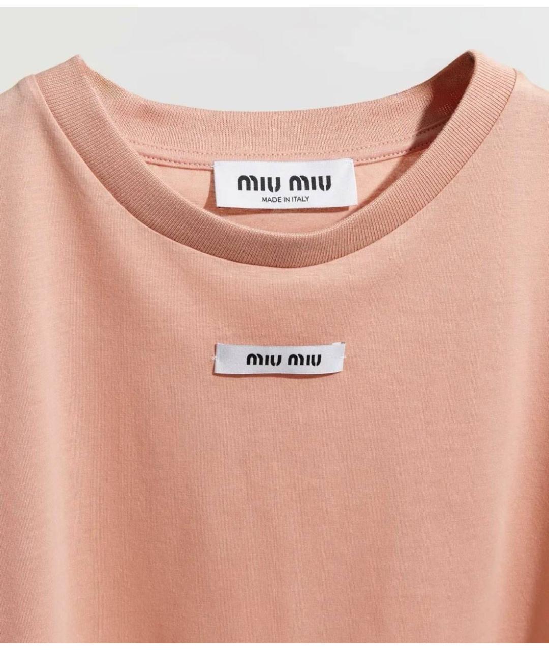 MIU MIU Розовая хлопковая футболка, фото 7
