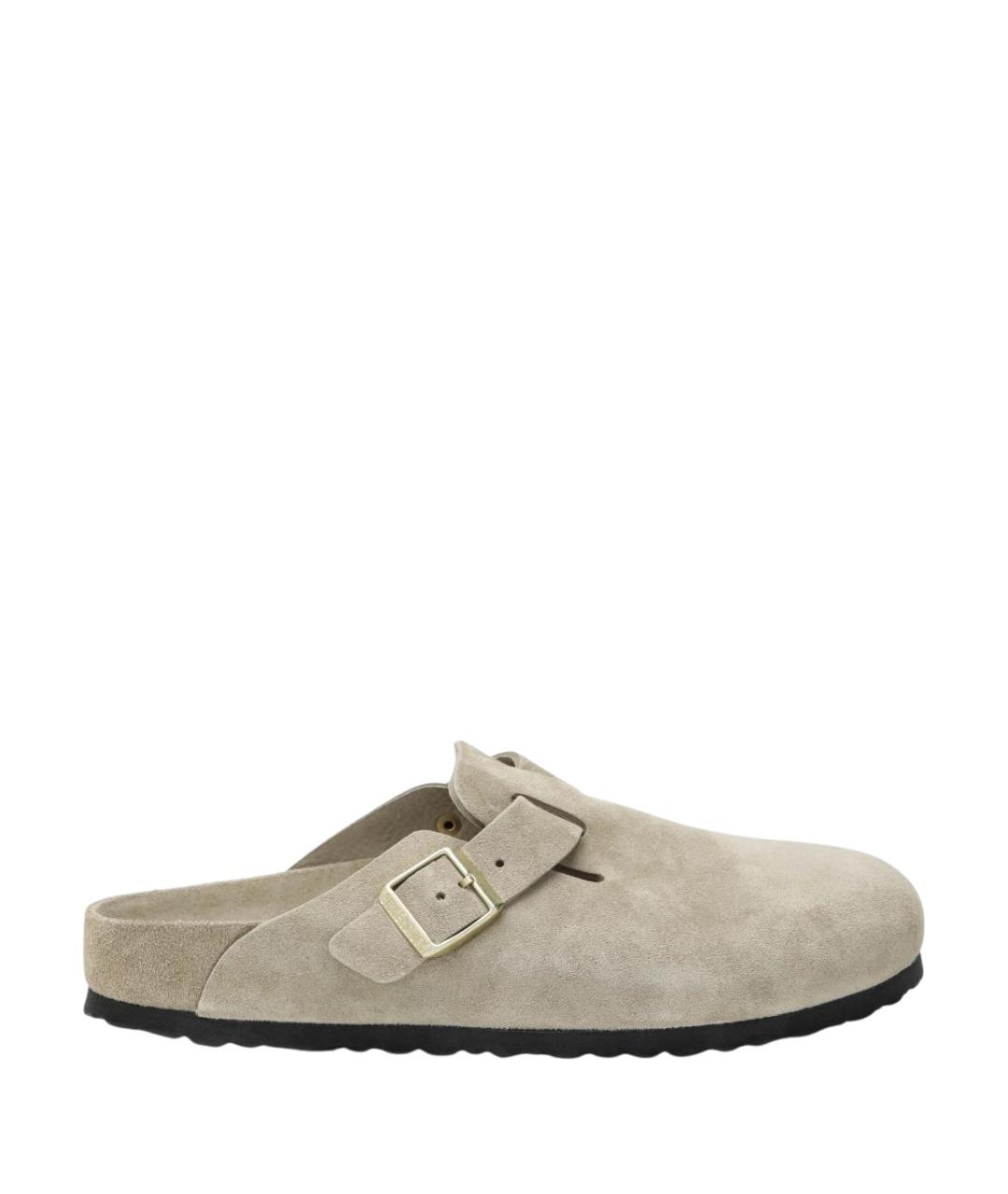 BIRKENSTOCK Бежевые кожаные шлепанцы, фото 1