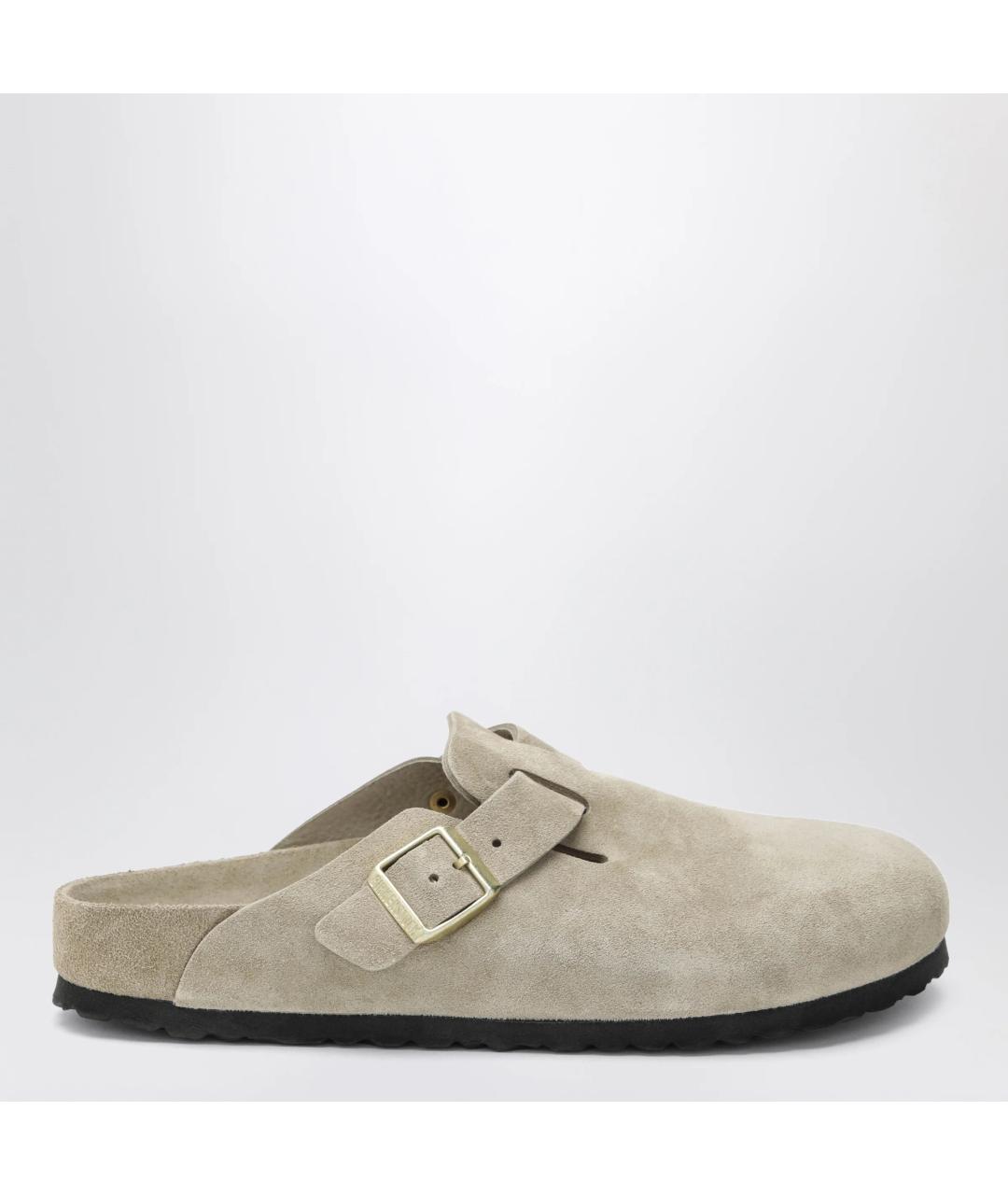 BIRKENSTOCK Бежевые кожаные шлепанцы, фото 3