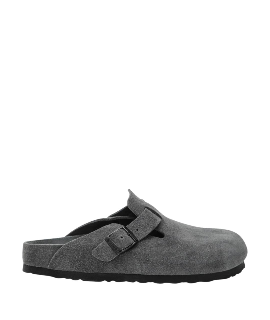 BIRKENSTOCK Серые кожаные сабо, фото 1