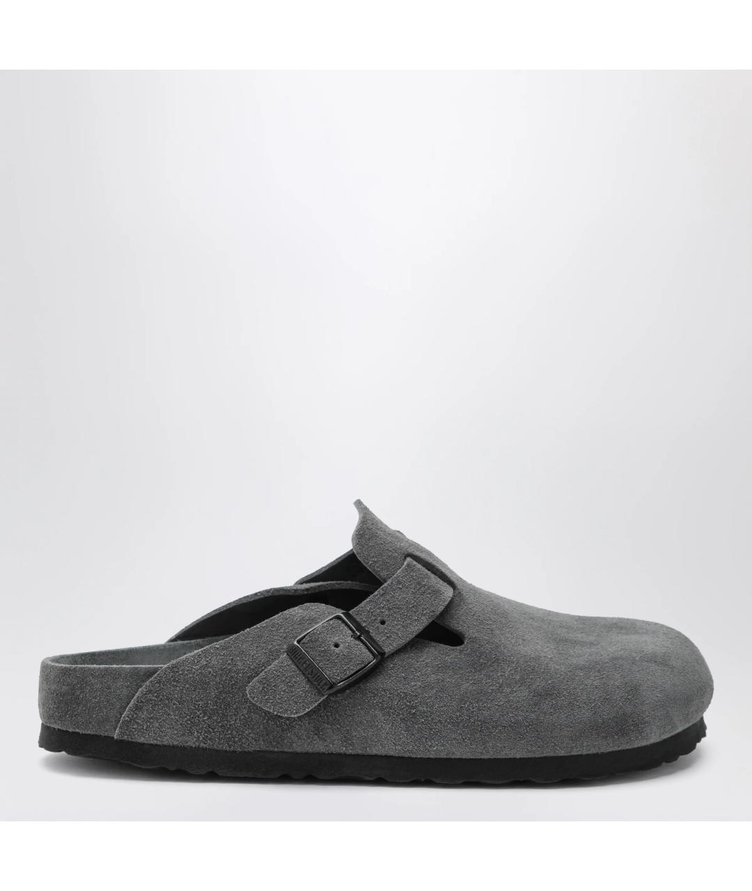 BIRKENSTOCK Серые кожаные сабо, фото 3