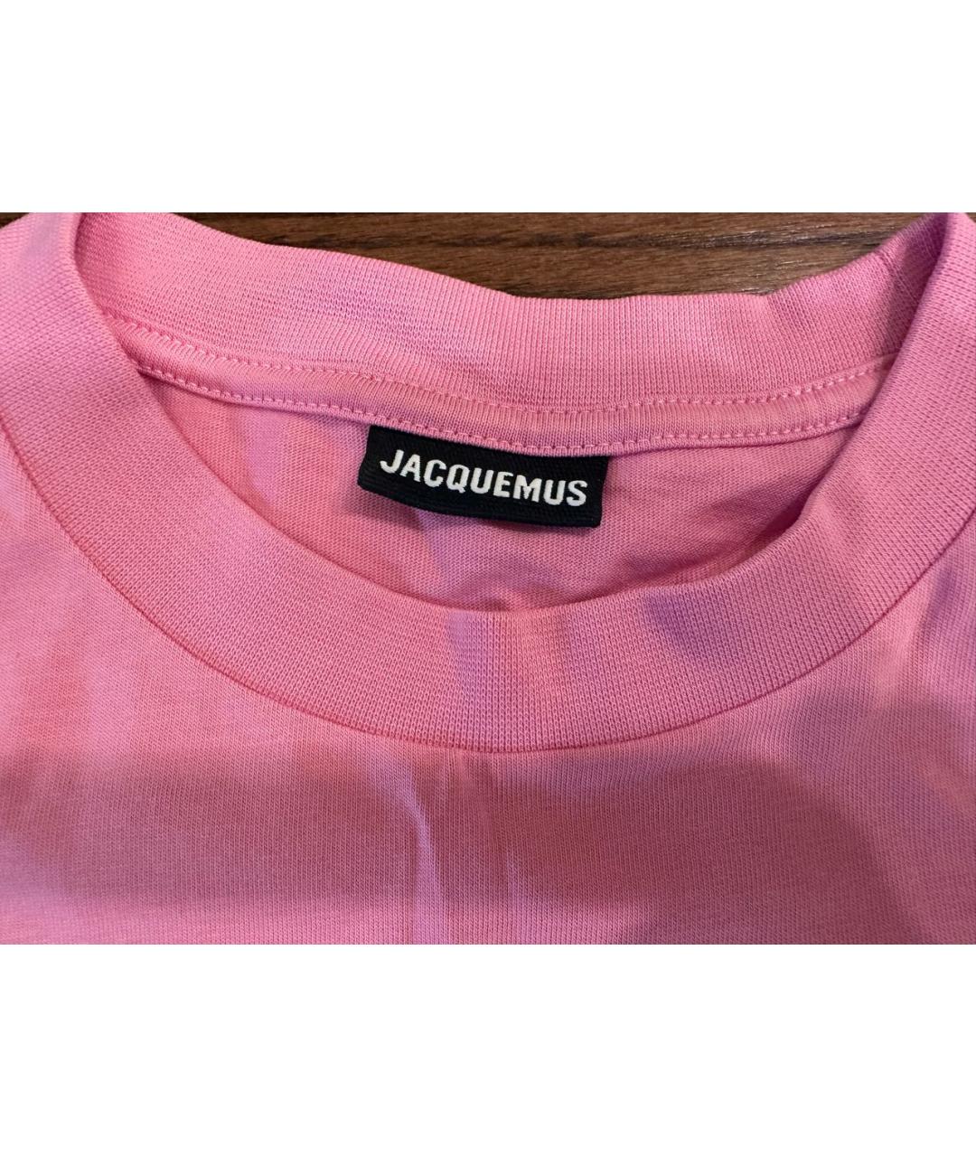 JACQUEMUS Розовая хлопковая футболка, фото 5