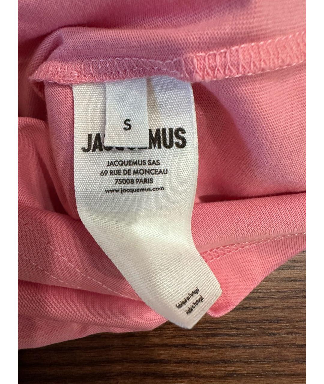 JACQUEMUS Розовая хлопковая футболка, фото 3