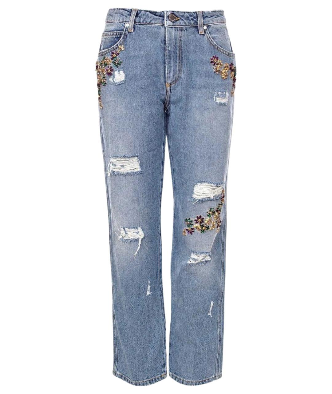 ERMANNO SCERVINO Голубые хлопковые прямые джинсы, фото 1