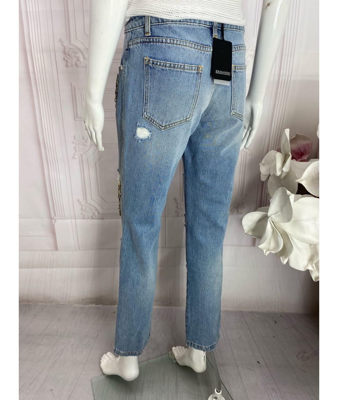 ERMANNO SCERVINO Голубые хлопковые прямые джинсы, фото 8