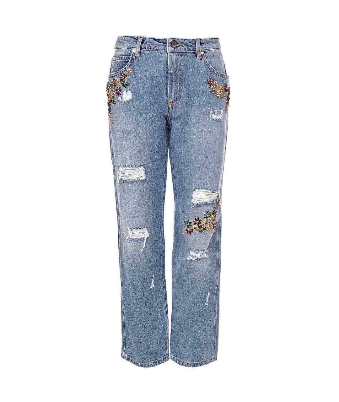 ERMANNO SCERVINO Голубые хлопковые прямые джинсы, фото 9