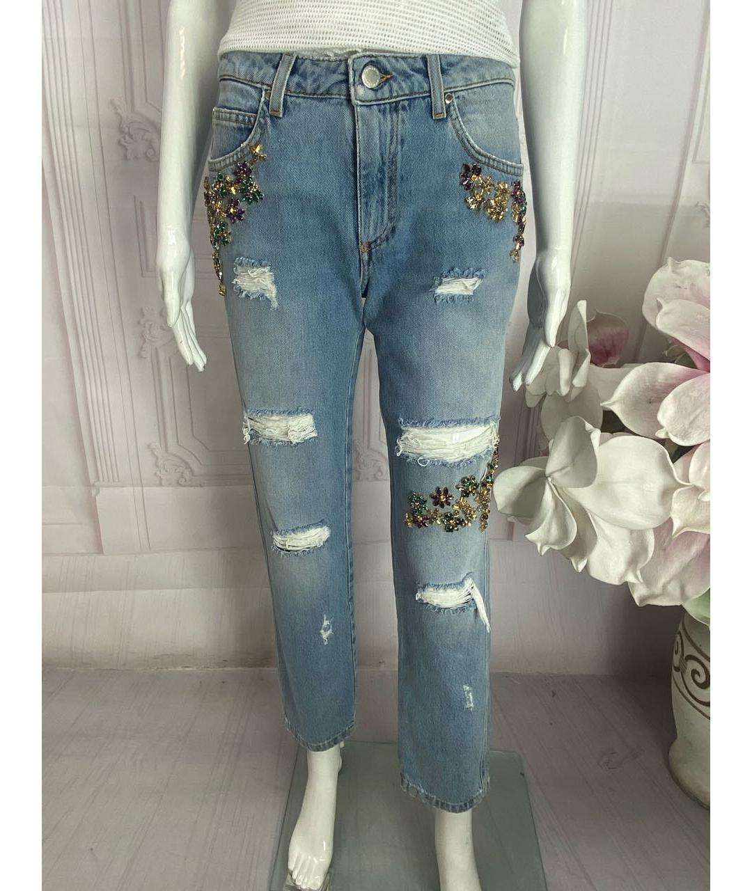 ERMANNO SCERVINO Голубые хлопковые прямые джинсы, фото 6