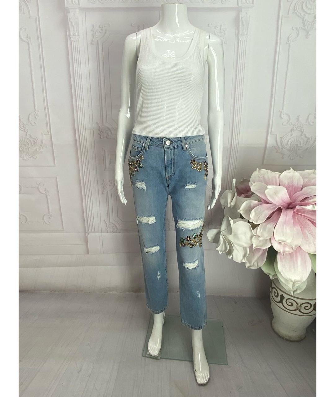 ERMANNO SCERVINO Голубые хлопковые прямые джинсы, фото 5