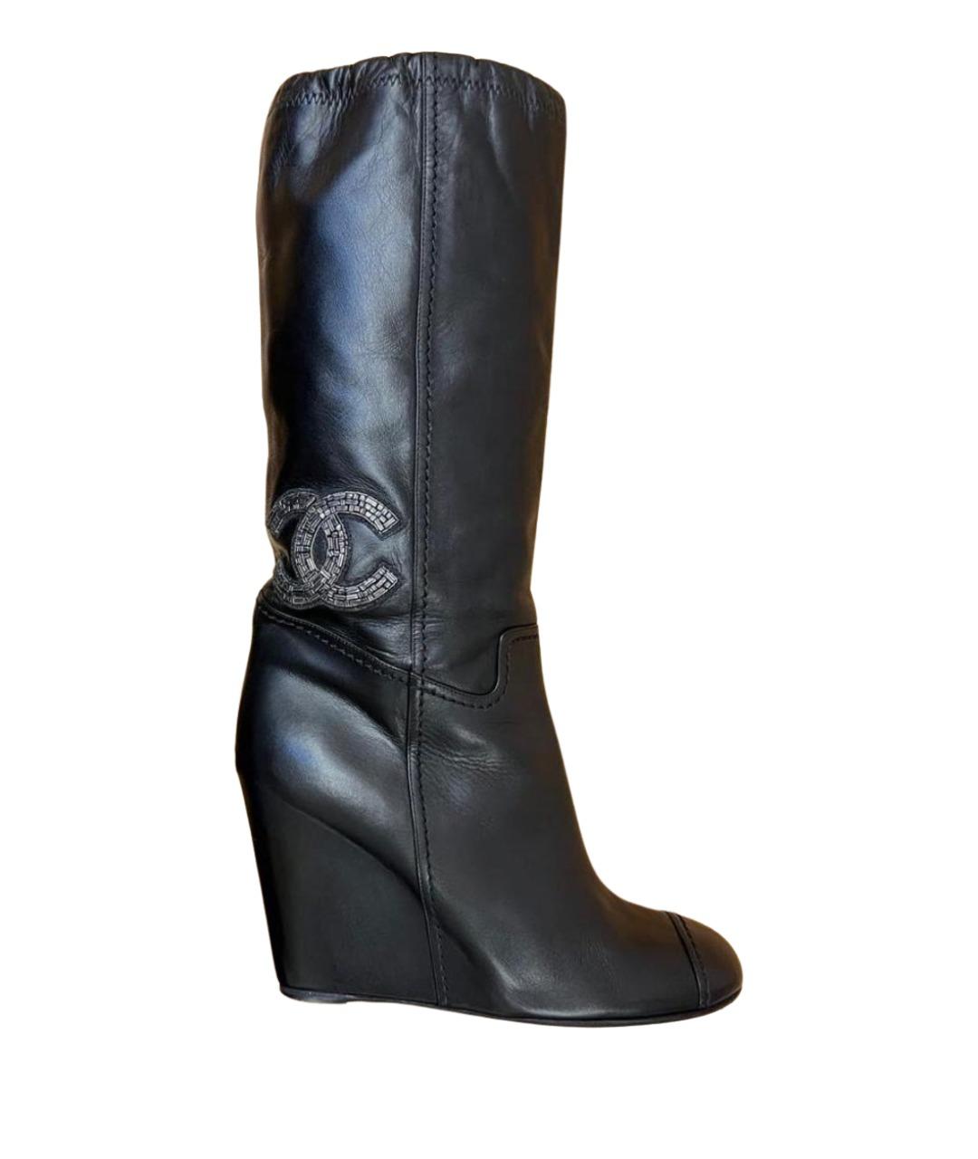 CHANEL Черные кожаные полусапоги, фото 1