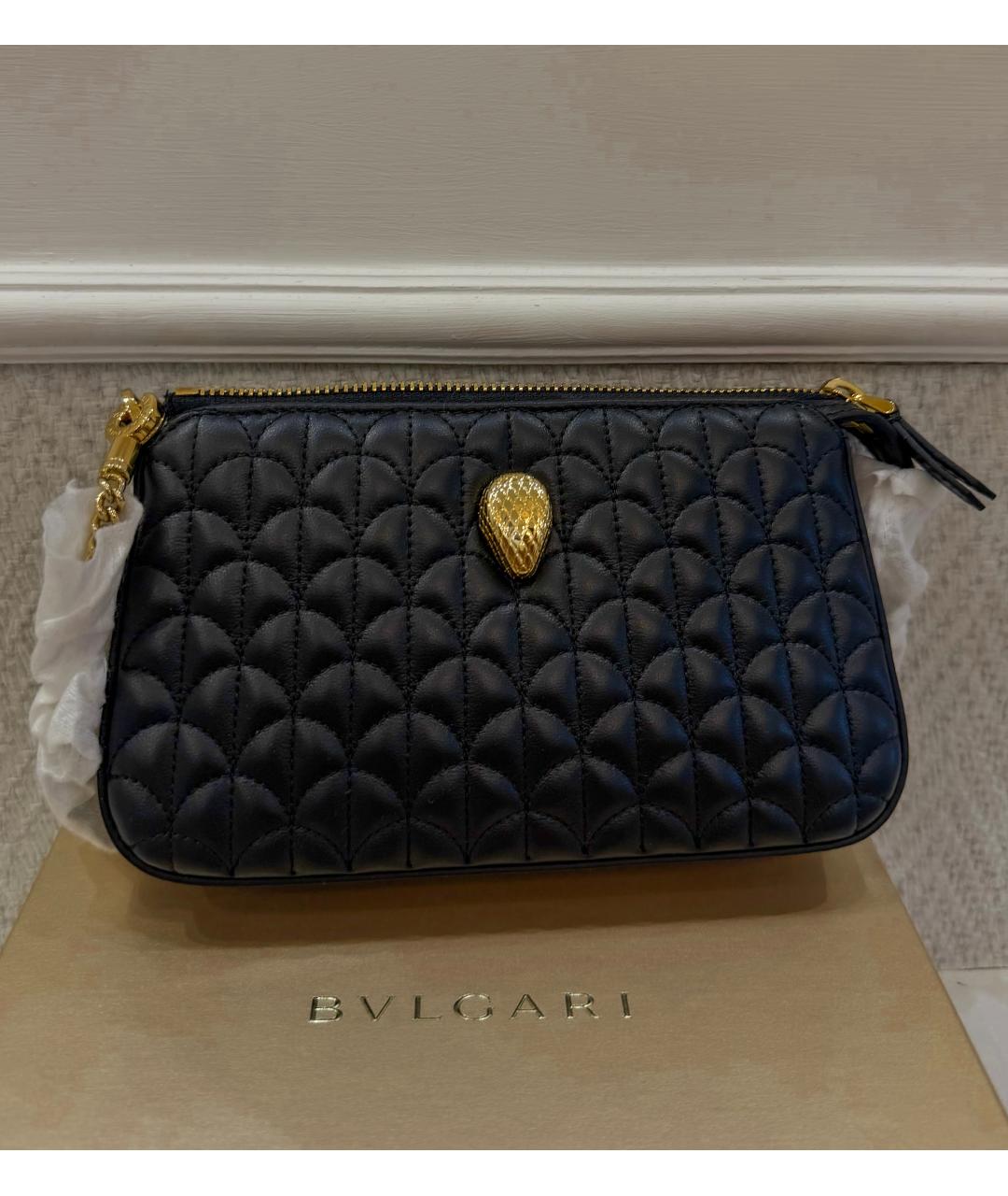 BVLGARI Черная кожаная сумка через плечо, фото 6