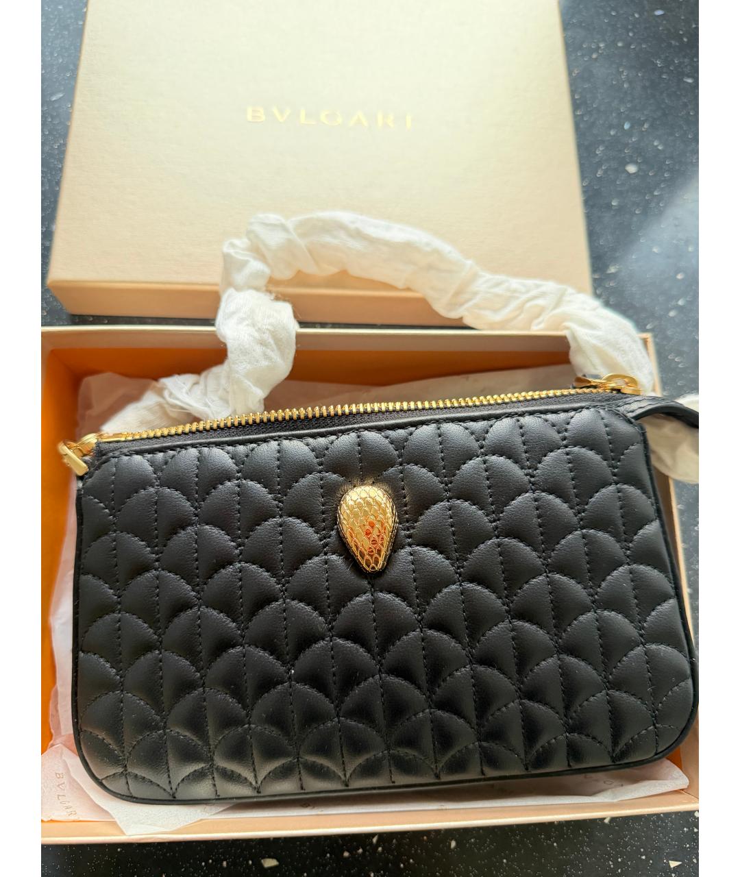 BVLGARI Черная кожаная сумка через плечо, фото 5