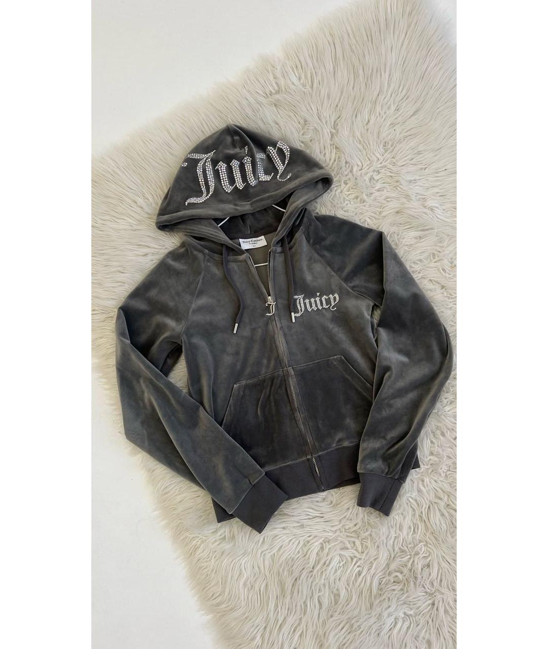 JUICY COUTURE Антрацитовый велюровый спортивные костюмы, фото 2