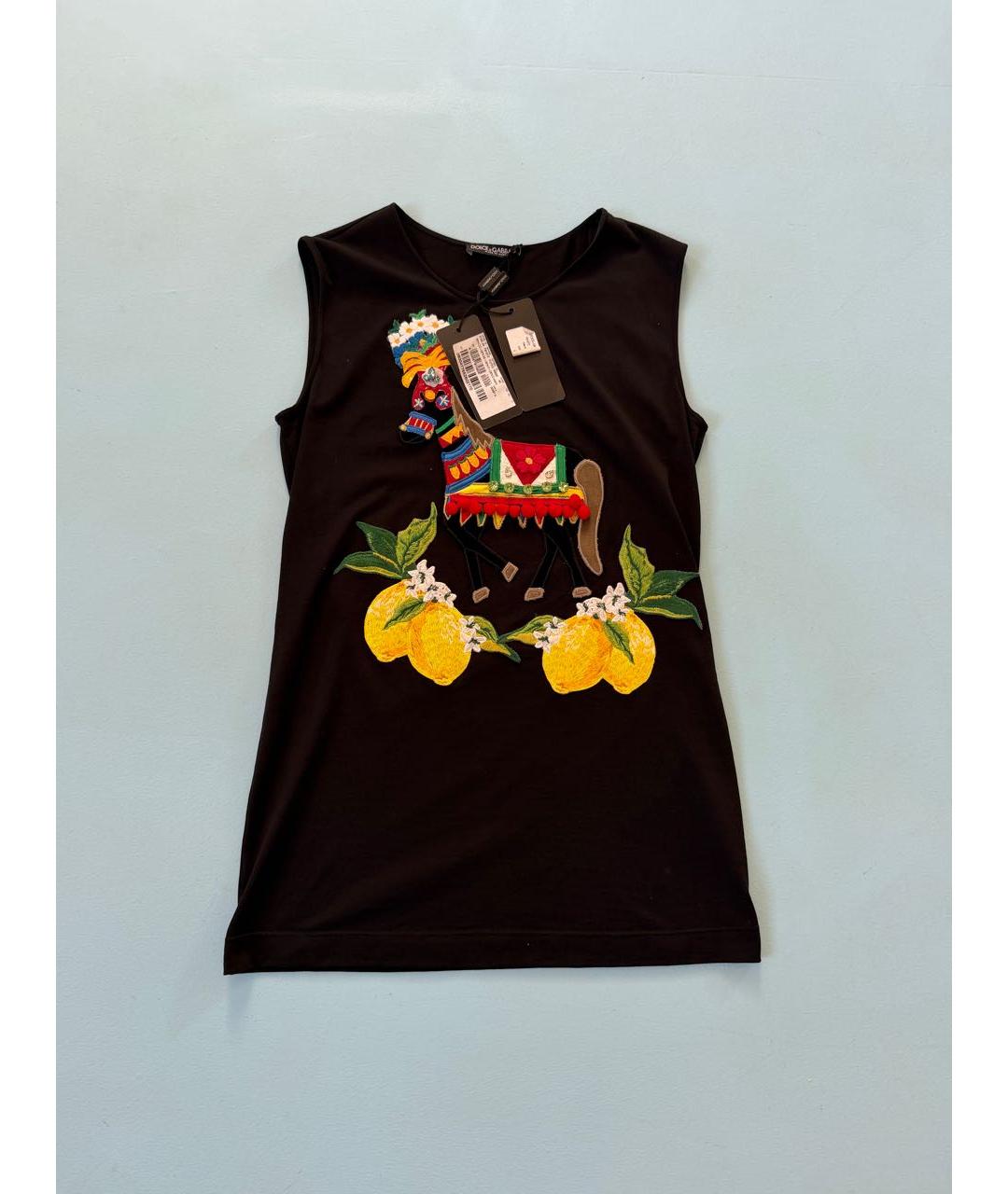 DOLCE&GABBANA Черная хлопковая майка, фото 4