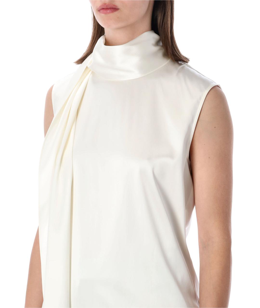 BOTTEGA VENETA Белая шелковая майка, фото 3