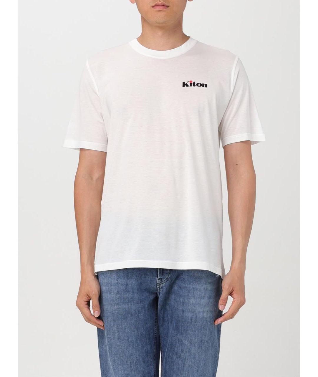 KITON Белая хлопковая футболка, фото 2