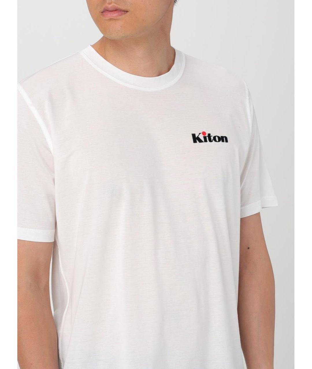 KITON Белая хлопковая футболка, фото 3