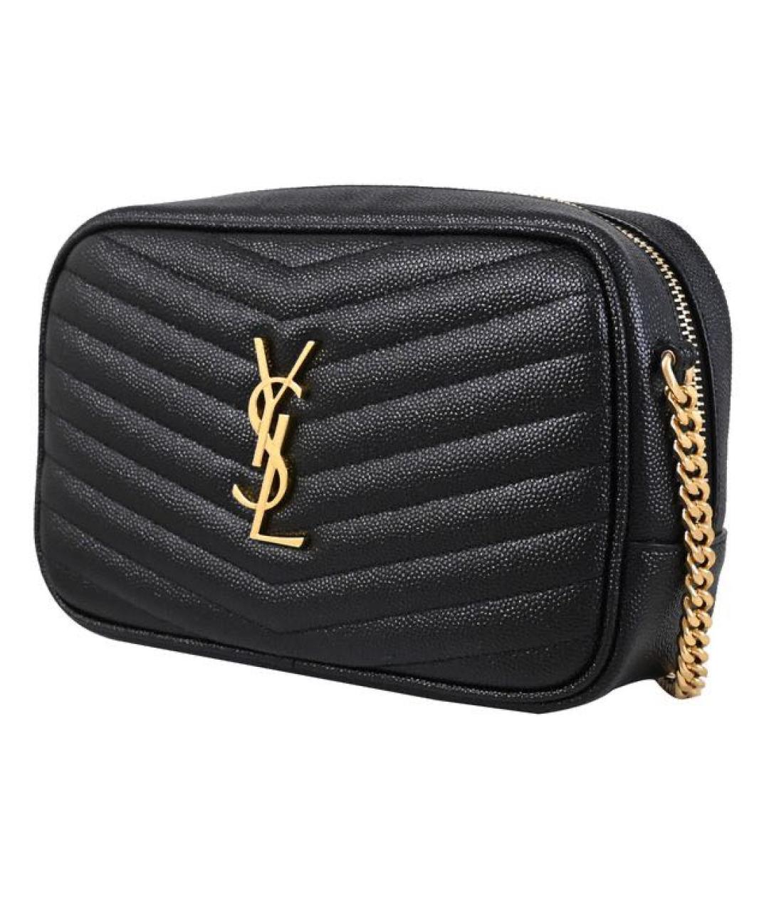 SAINT LAURENT Черная кожаная сумка через плечо, фото 2