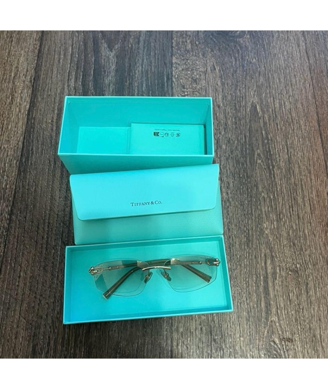 TIFFANY&CO Бежевые металлические солнцезащитные очки, фото 2