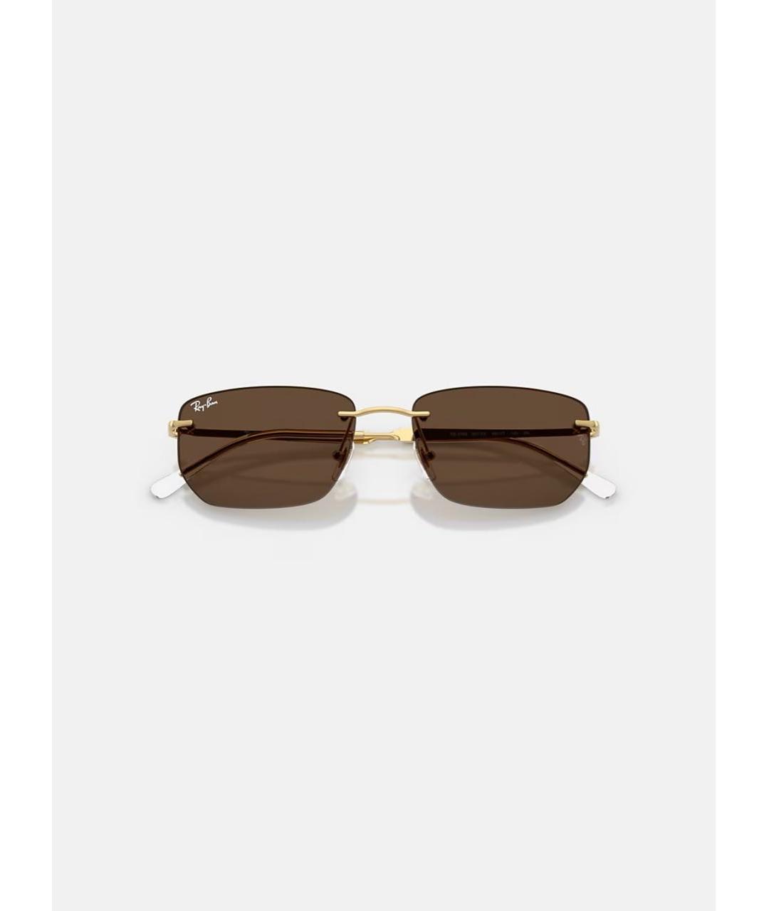 RAY BAN Золотые металлические солнцезащитные очки, фото 2