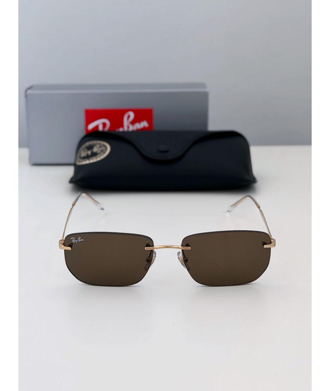 RAY BAN Золотые металлические солнцезащитные очки, фото 5
