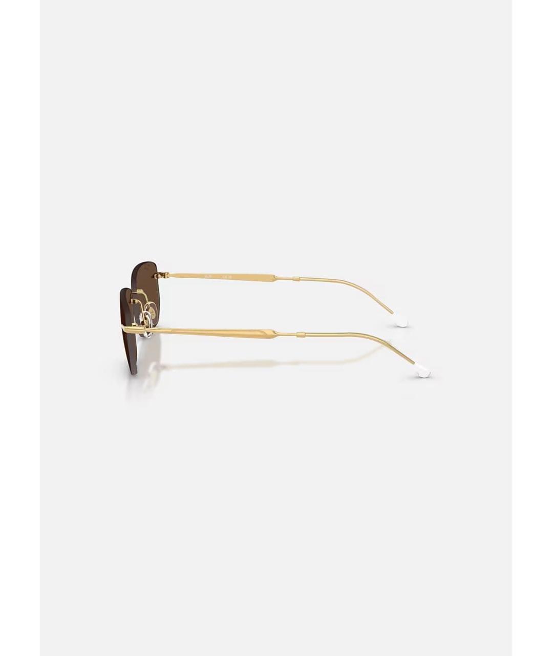 RAY BAN Золотые металлические солнцезащитные очки, фото 4