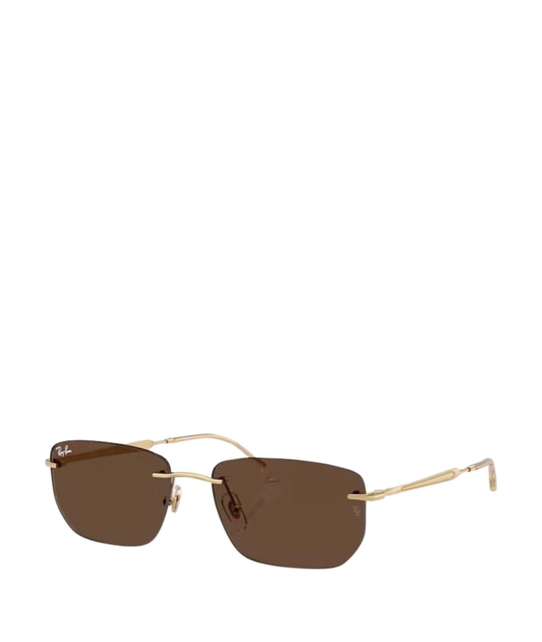 RAY BAN Золотые металлические солнцезащитные очки, фото 1