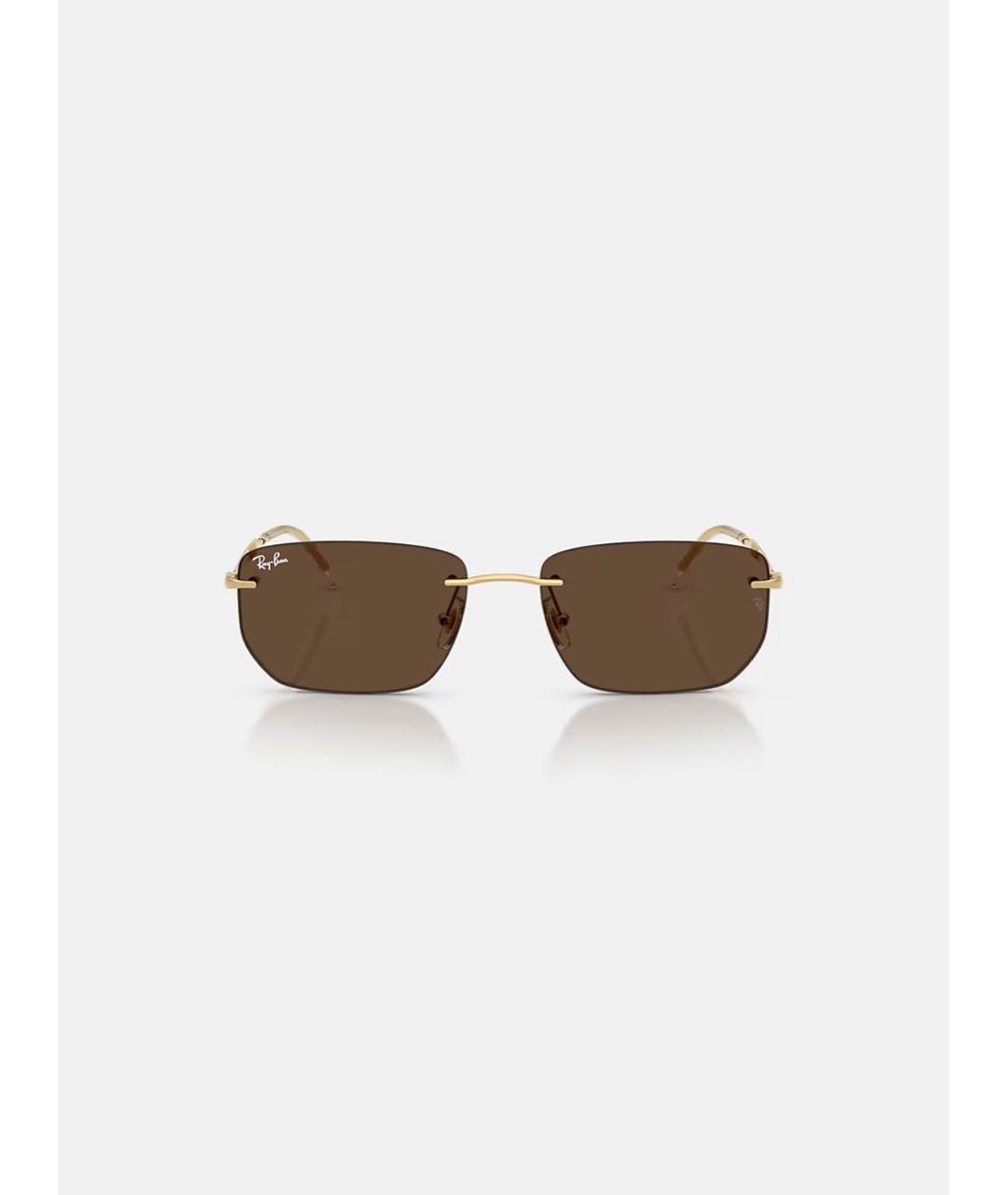 RAY BAN Золотые металлические солнцезащитные очки, фото 3