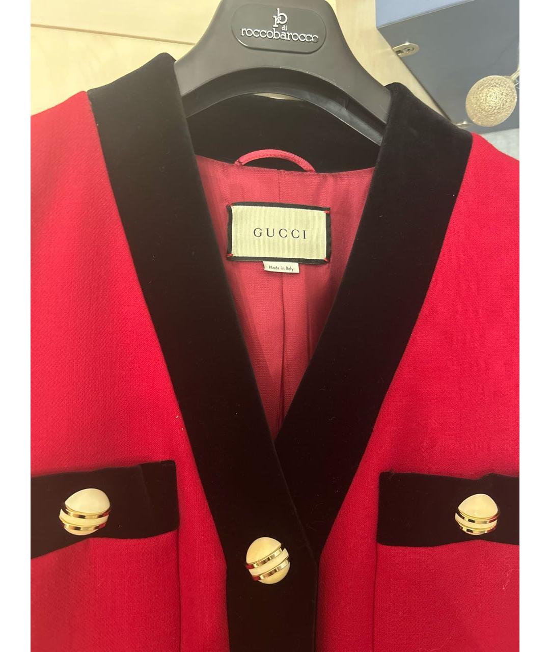 GUCCI Бордовое хлопко-эластановое пальто, фото 4