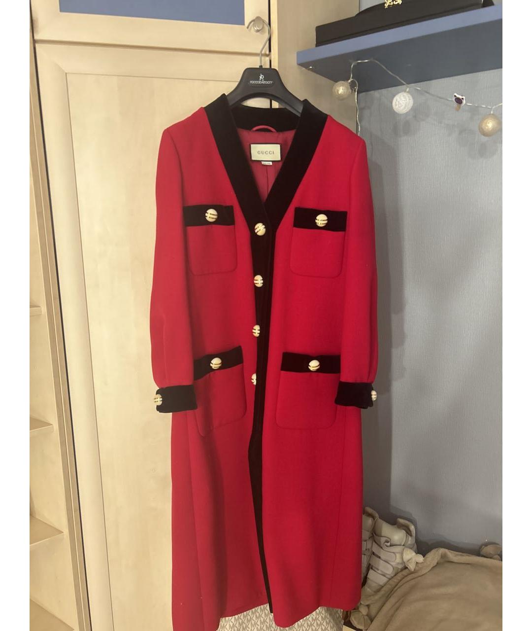 GUCCI Бордовое хлопко-эластановое пальто, фото 5