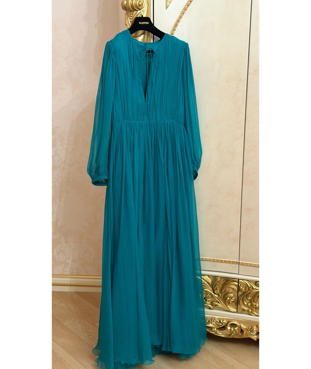 VALENTINO Бирюзовое шифоновое вечернее платье, фото 4