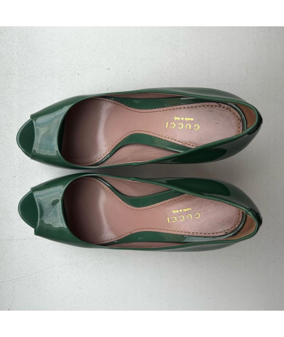 GUCCI Зеленые туфли из лакированной кожи, фото 7