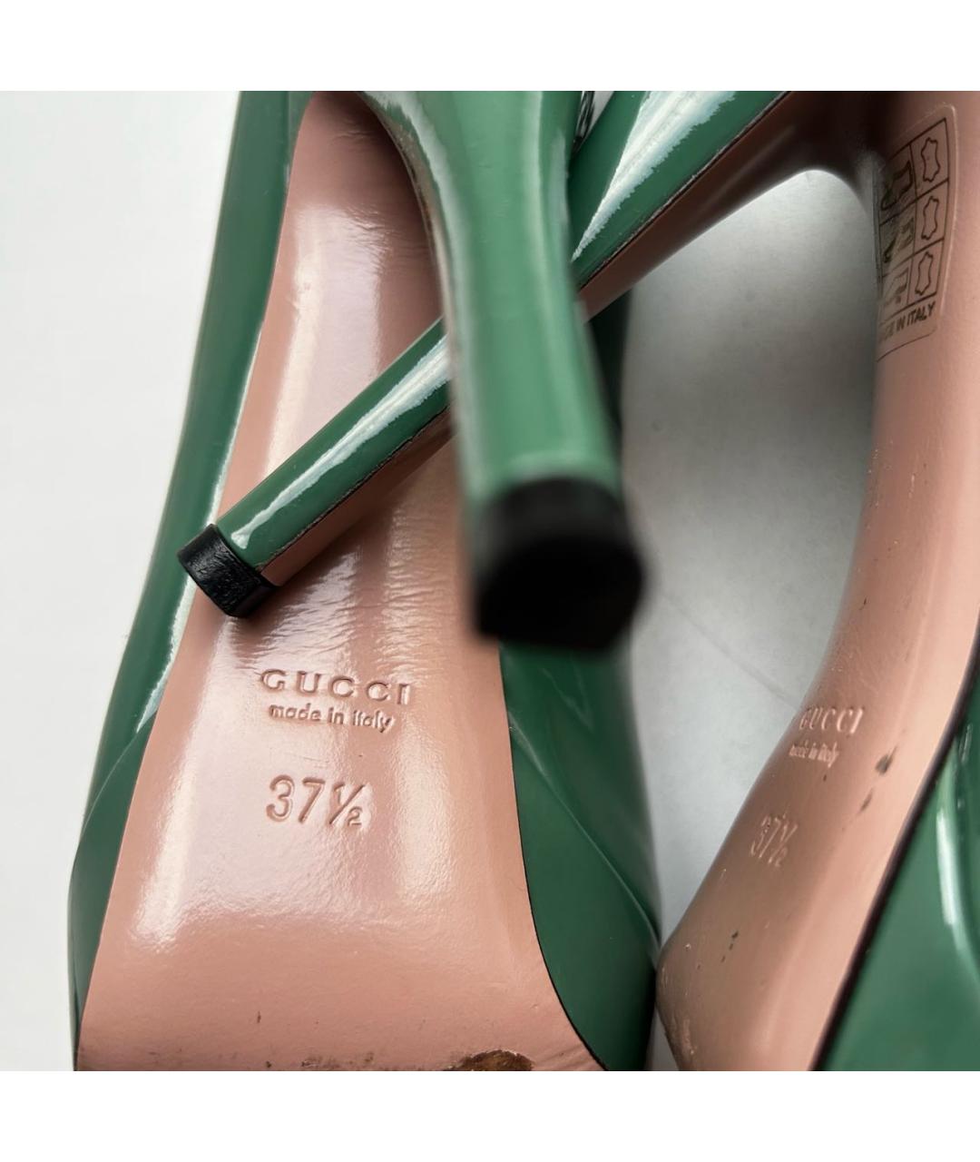 GUCCI Зеленые туфли из лакированной кожи, фото 5