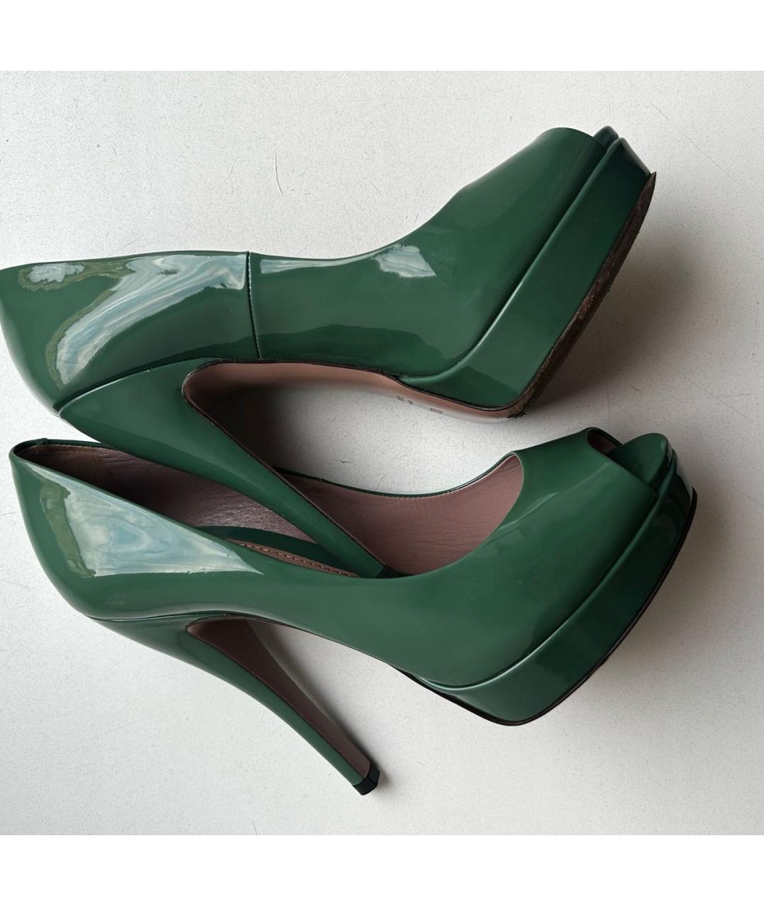 GUCCI Зеленые туфли из лакированной кожи, фото 2