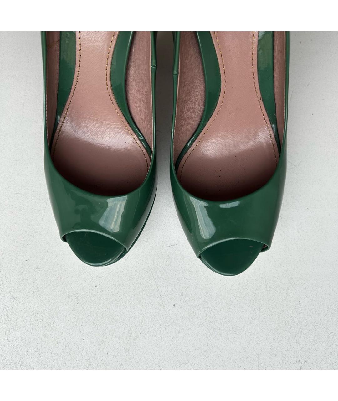 GUCCI Зеленые туфли из лакированной кожи, фото 8