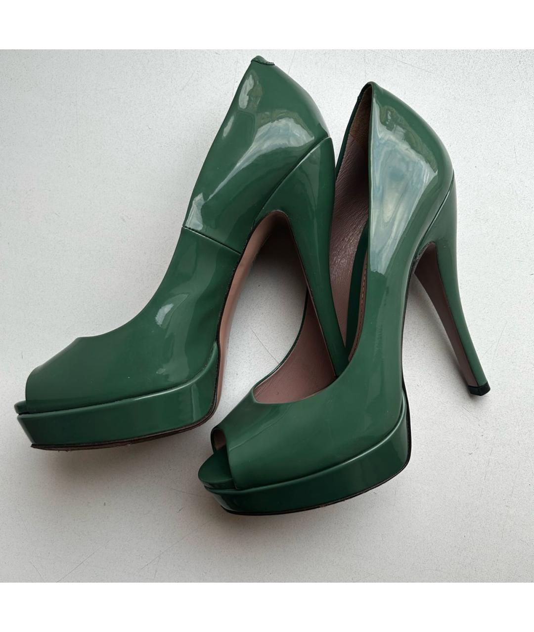 GUCCI Зеленые туфли из лакированной кожи, фото 3